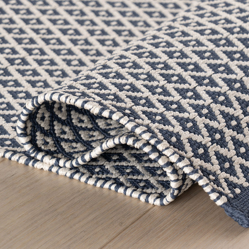 Riviera Navy Handwoven Indoor/Outdoor Rug, Runner 2'6" x 8'