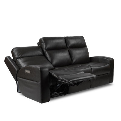 Canapé inclinable à bras carré en cuir véritable de 89 po Syeed