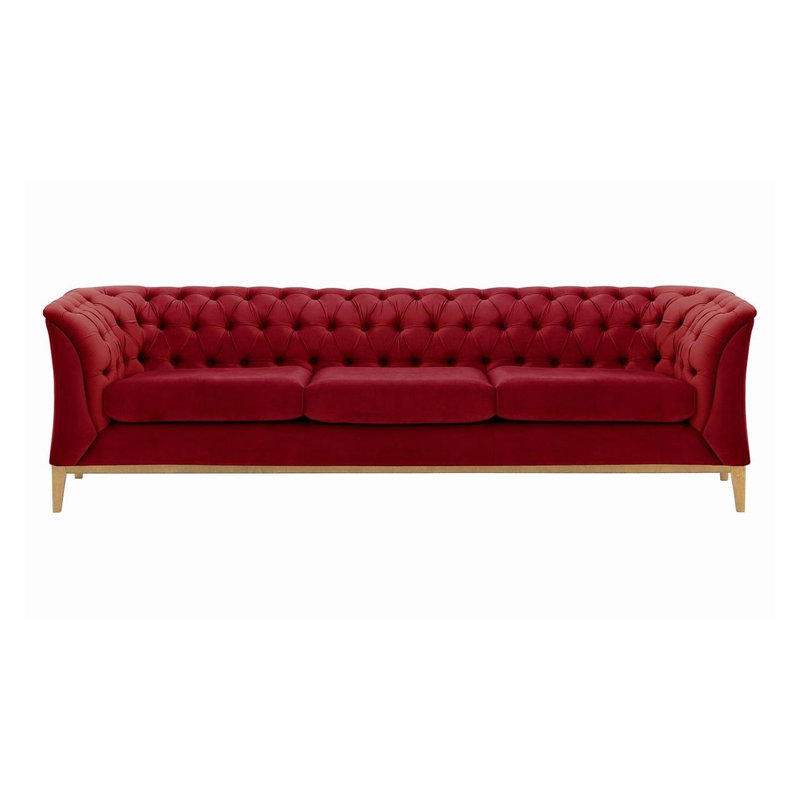 Burnham Velvet 3 Seater Sofa, Red