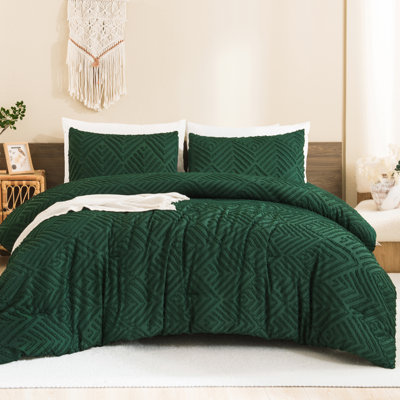 Ensemble d'édredon pour très grand lit 7 pièces vert émeraude Andency