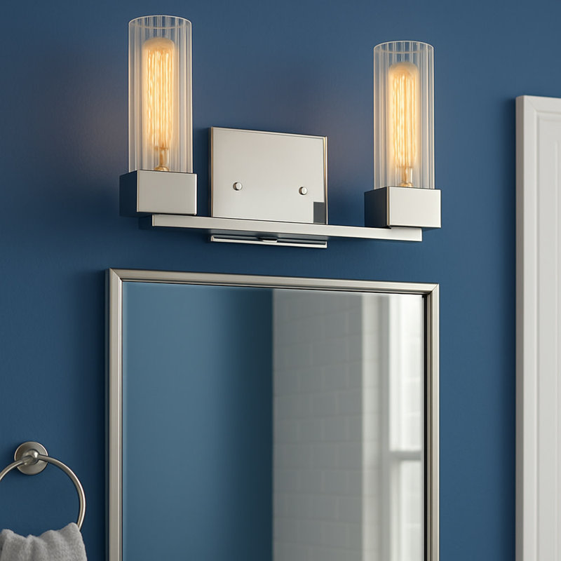 Éclairage de salle de bain à intensité variable 2 lumières Xander, Nickel poli