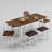 Farmhouse Style 7-Piece Dining Table Set For 4-6 People, 63" Extendable Kitchen Table Set With 4 Dining Chairs And 2 PU Upholstered Stools-2128414451