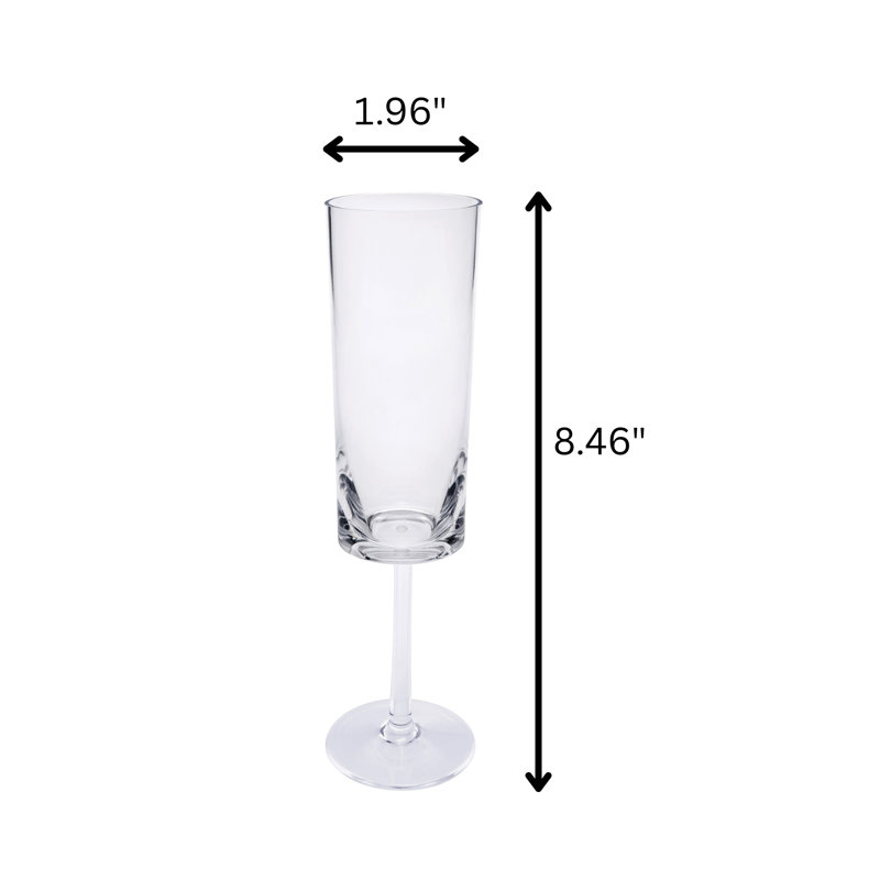 Ensemble de 4 flûtes à champagne ovales en plastique ovales Halo, 4 verres à champagne en plastique incassables