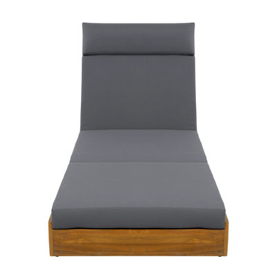 Hofstetter Patio Adjustable Acacia Wood Patio Chaise Lounge With Cushion