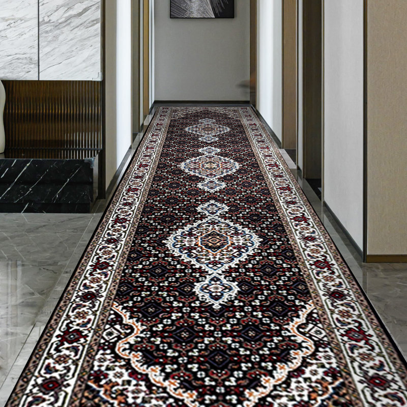 Wool Oriental Area Rug in Ivory, Runner 2'6" x 10