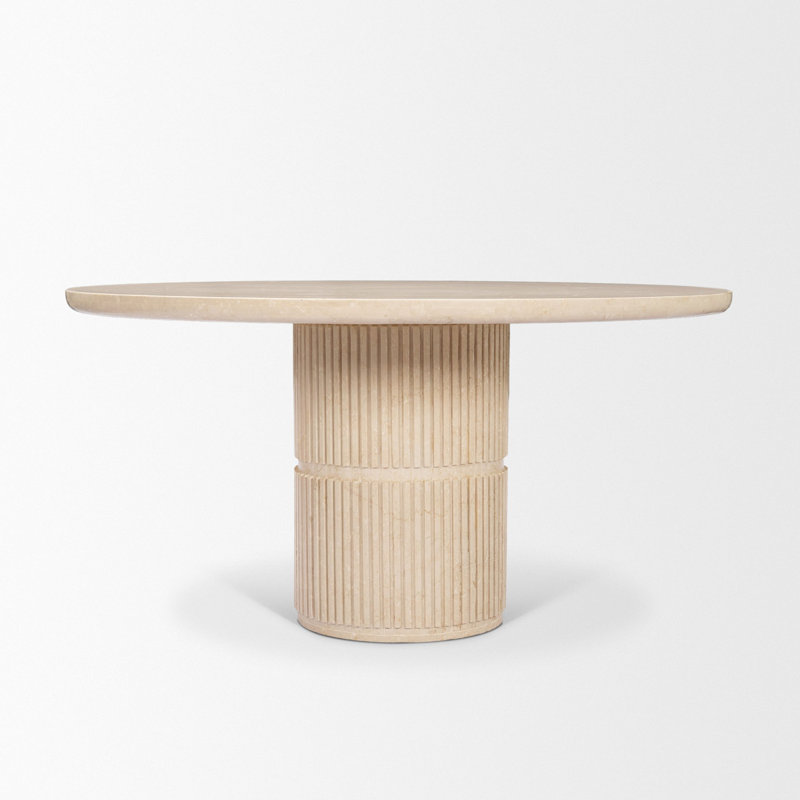 Sorrano 59" Botticino Marble Round W/ Fluted Base Dining Table
