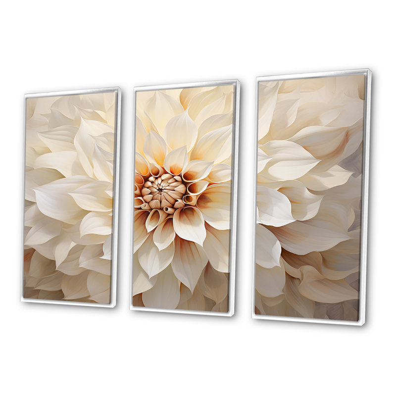 Minimalisme Dahlia I - ensemble de décoration murale Dahlia, Cadre flottant blanc, H 32 po x l 48 po x P 1 po