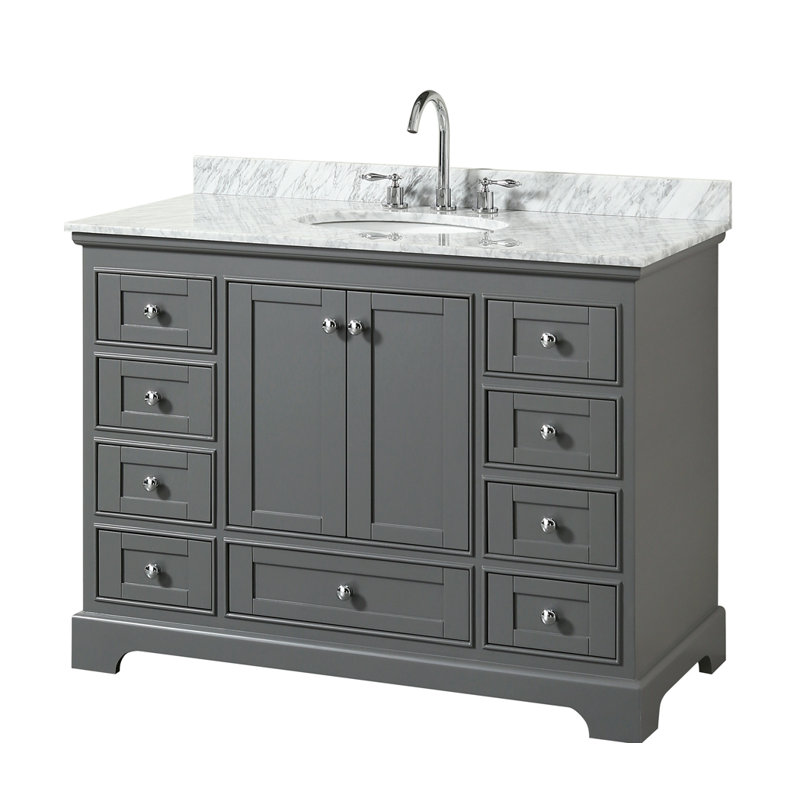 Ensemble de meuble-lavabo simple 48 po Deborah, Gris foncé, Chrome poli