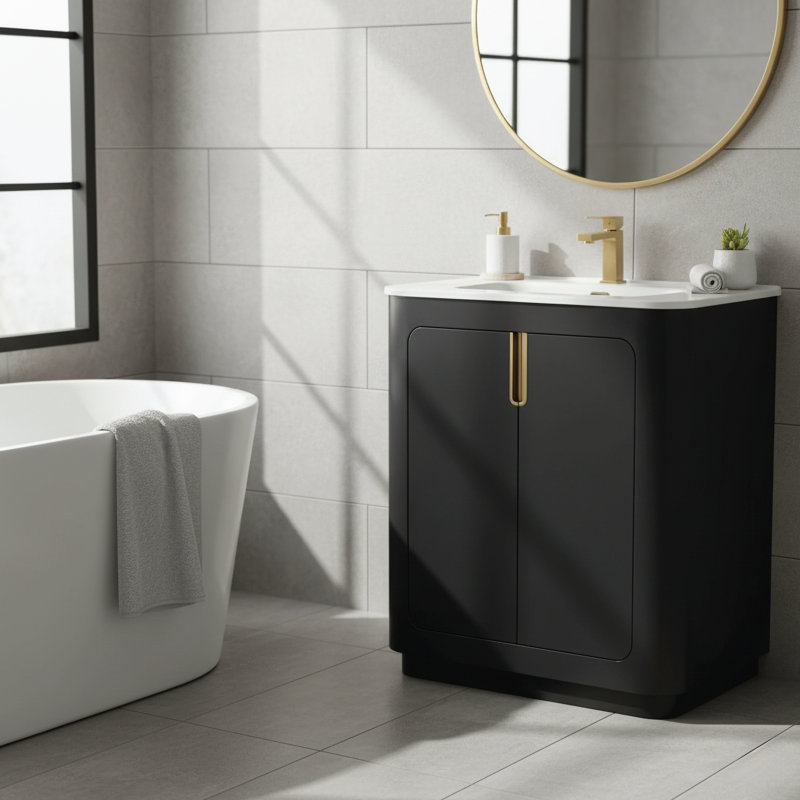 Rangement de salle de bain Flavil, Vert, Or