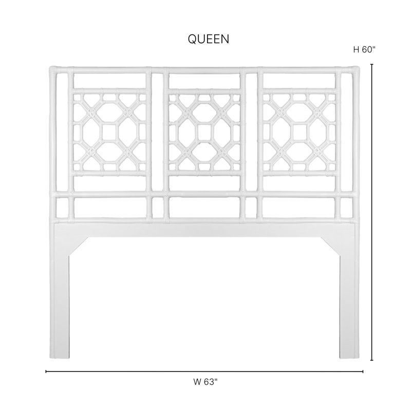 Lattice Back Open-Frame Rattan Headboard, Queen, Natural