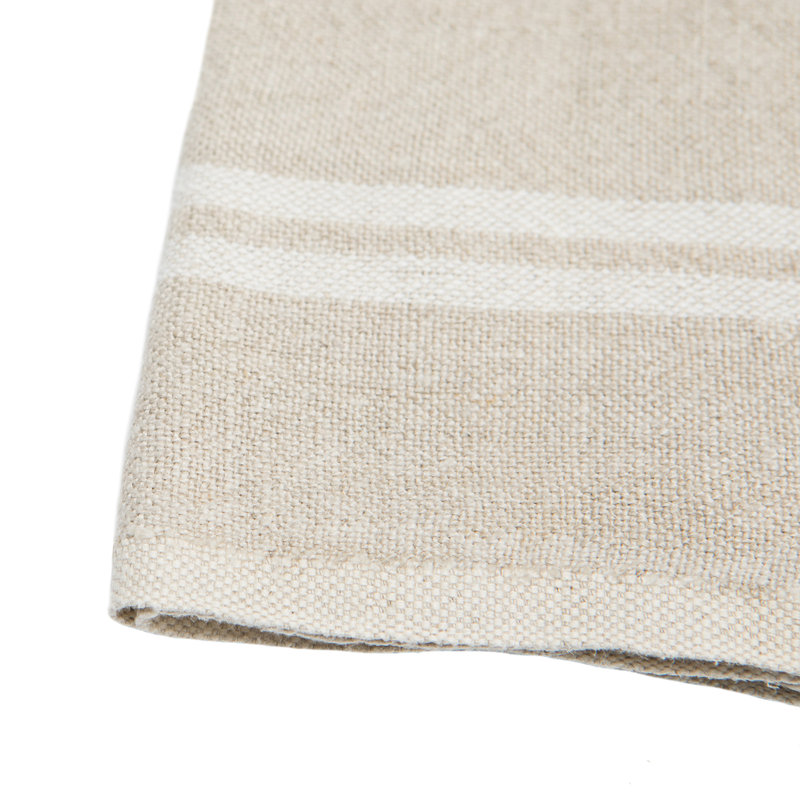 Khadhi Linen Striped Tea Towel, Natural/Ivory