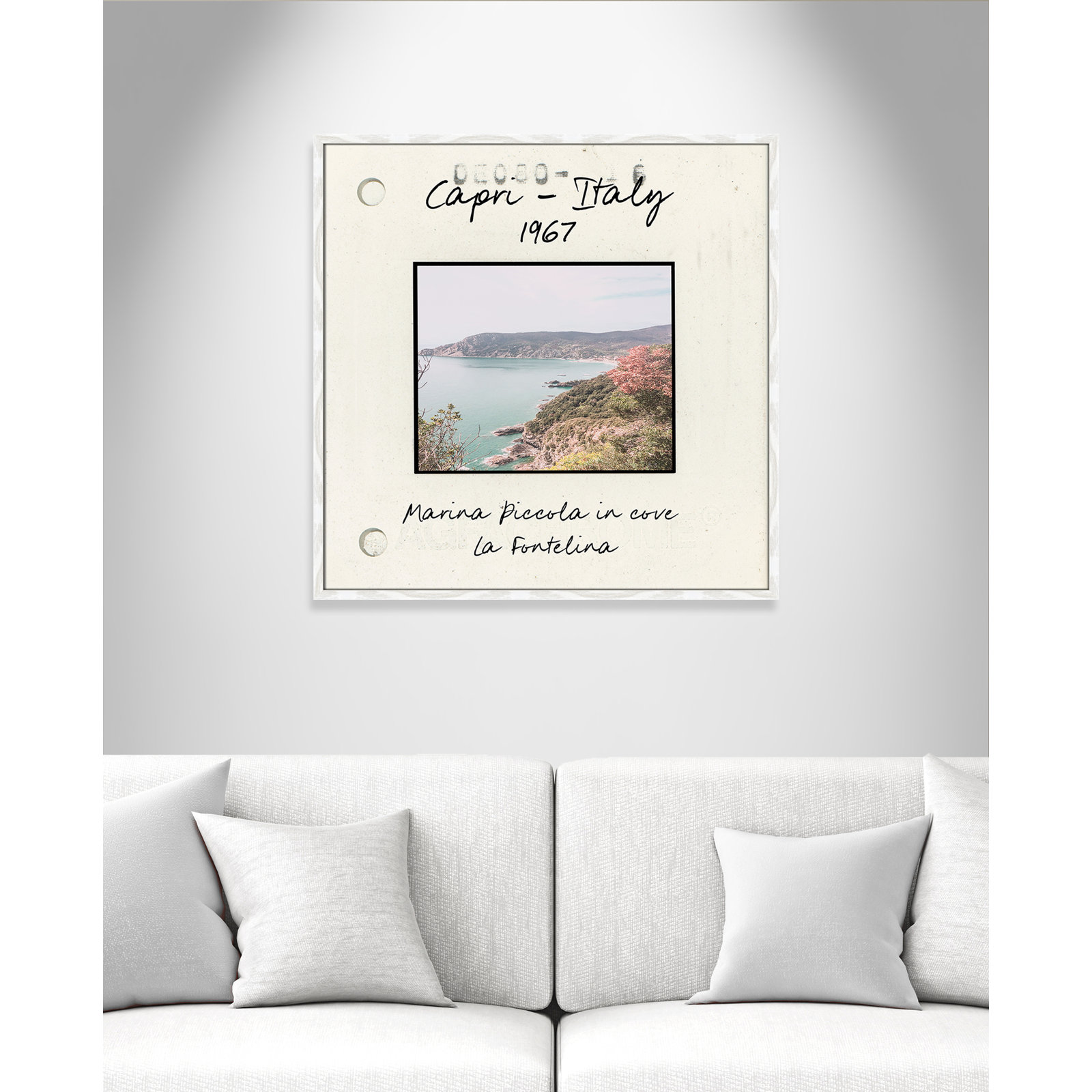 Ritona "Capri, Italy - Marina Piccola" Print, White Single Picture Framed Paper, 32" H x 32" W x 0.75" D