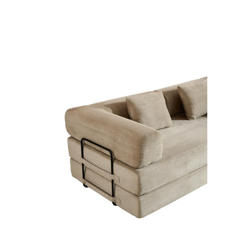 Canapé-lit convertible Boneless de 78 po avec 2 coussins, Kaki, H 26,77 po x l 77,95 po x P 35,43 po