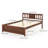 Full Size Mid-Century Pine Solid Wood Platform Bed Frame with Headboard Slat Support-97272522-97272527