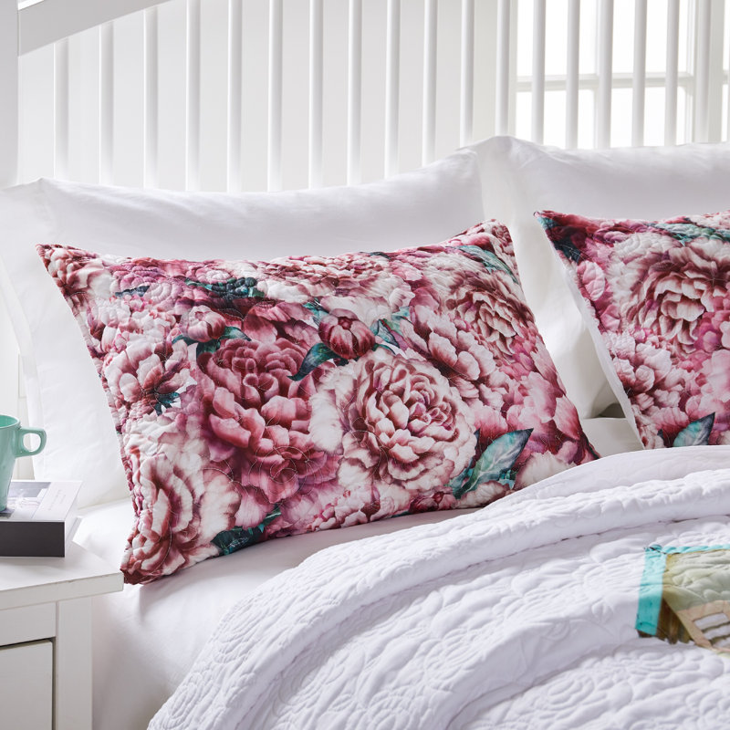 Standard Floral Pink Microfiber Cotton Pillow Sham
