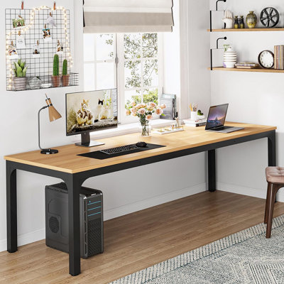 Table de salle à manger moderne en noyer clair de 78 pouces pour 6 à 8 personnes, mobilier de cuisine durable et élégant