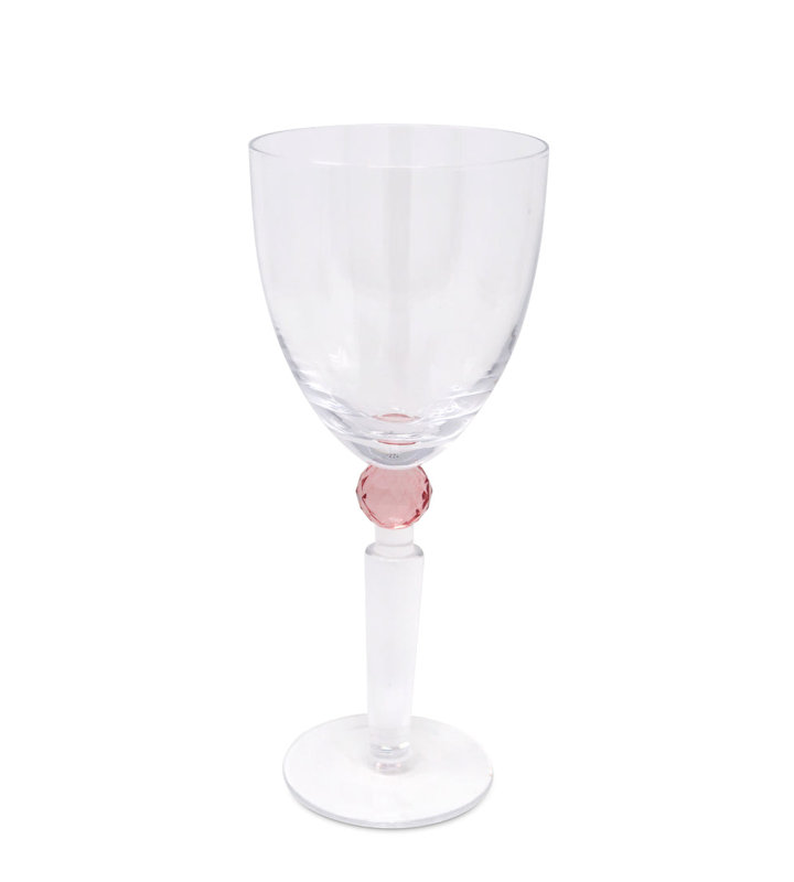 6 verres à vin sur pied avec diamant fumé, Rose