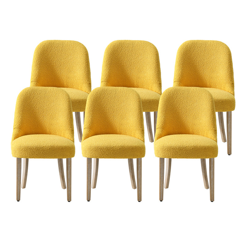 Water And Stain Resistant Boucle Upholstered Side Chair (Set Of 6), Mustard