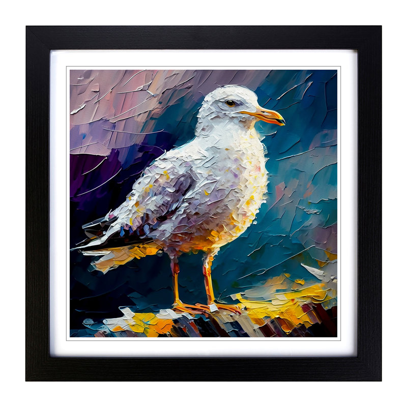 Seagull Palette Knife No.1 - Single Picture Frame Print on Wood, Black