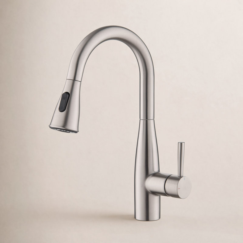 Bari Pull Down Single Handle Kitchen Faucet, Brushed Nickel
