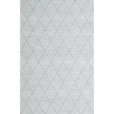 Tapis gris en laine touffeté à motif géométrique Gemma