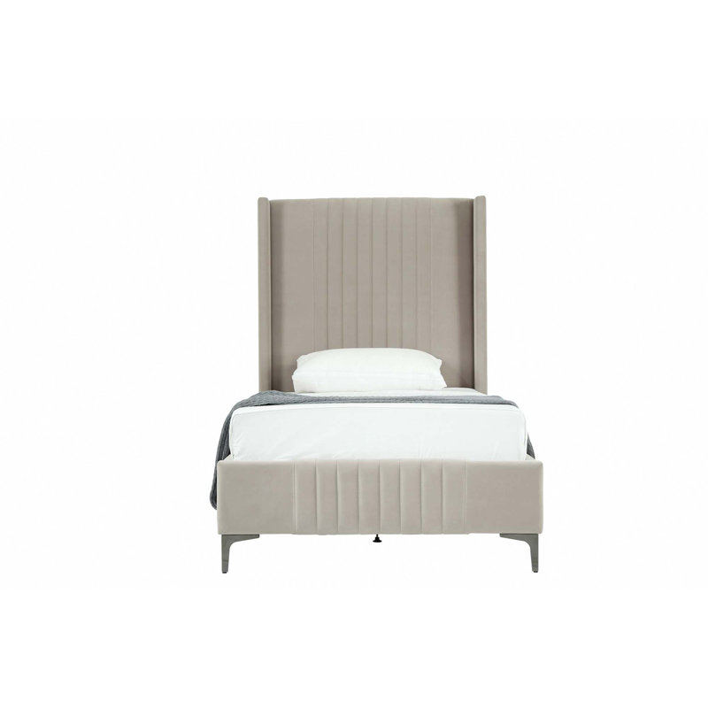 Lit tapissier Promenade, Taupe, Lit simple