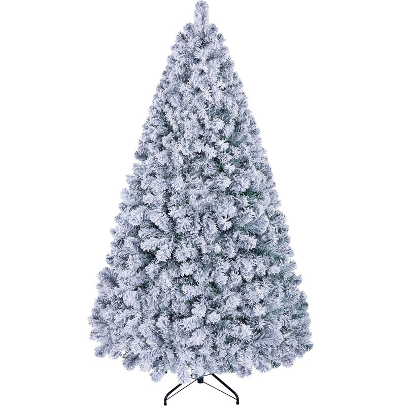 Arbre de Noël artificiel floqué pré-éclairé avec base pliable