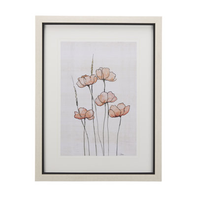 «Meadow Flowers I a Hand Hand», reproduction d'art texturée encadrée mat sous verre