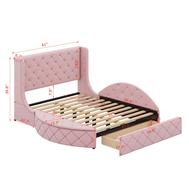 Grand lit de rangement tapissier Arenberg, Rose