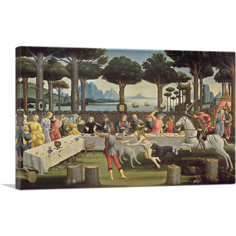 L'histoire de Nastagio Degli Onesti III 1483 - reproduction d'art, H 12 po x l 18 po x P 1,5 po