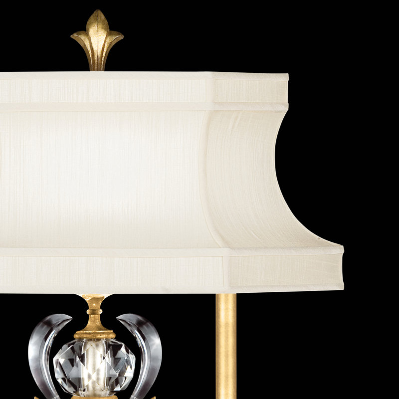 Gold Leaf Crystal Table Lamp with Silk Shade