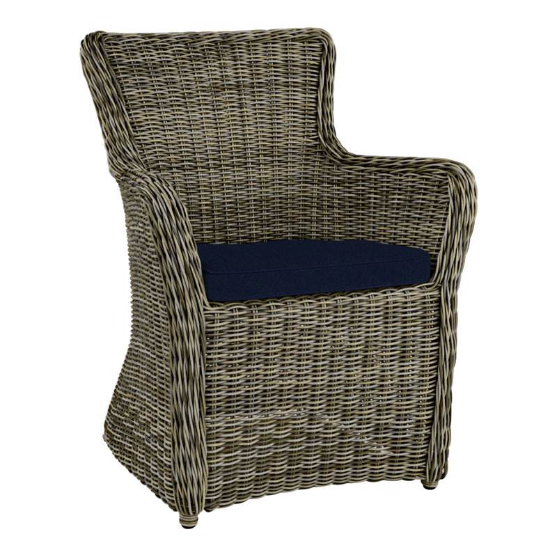 Sag Harbor Patio Dining Chair with Cushion, Perigold Replay Taupe, Sag Harbor Driftwood