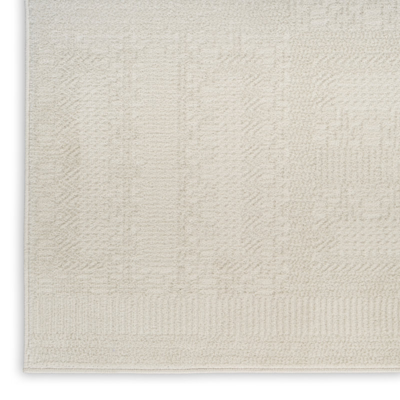Tapis d'intérieur moderne ivoire Ebern Designs Reimann, Tapis de couloir 2 pi x 6 pi