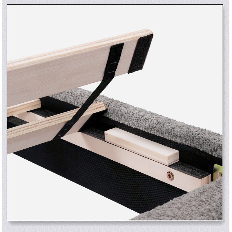 Lit plateforme tapissier touffeté, Gris