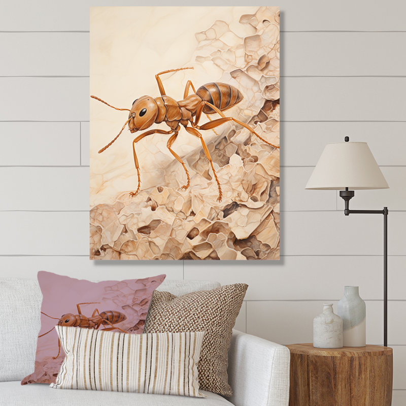 " Minimalism Ant Beige Collage I ", 32" H x 16" W x 1" D, Wrapped Canvas
