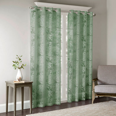 Palm Leaf Burnout Window Sheer Sage 50x84"