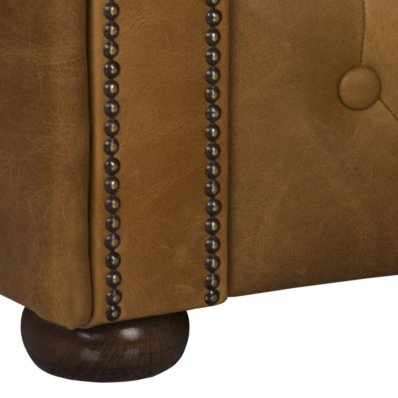 Temeko Genuine Leather Sofa, Caramel, 4