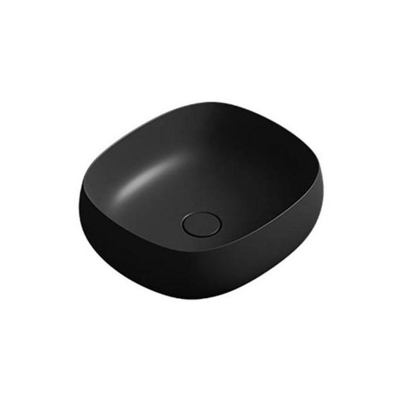Lavabo de salle de bain vasque circulaire en céramique Seed, Noir mat