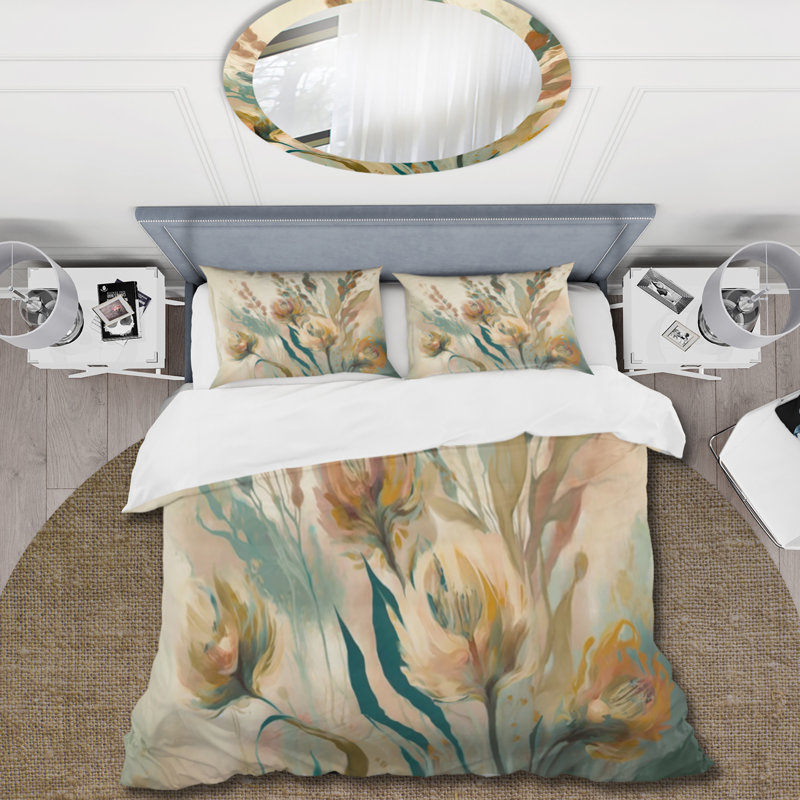 Ensemble de housse de couette Wild Flowers In Faded Vintage Colors III Bedding