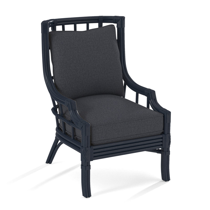 Seville Armchair, White Textured Performance; 0865-91, Navy