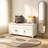 TREXM Storage Bench With 3 Shutter-Shaped Doors, Shoe Bench With Removable Cushion And Hidden Storage Space (White, OLD SKU: WF284226AAK)