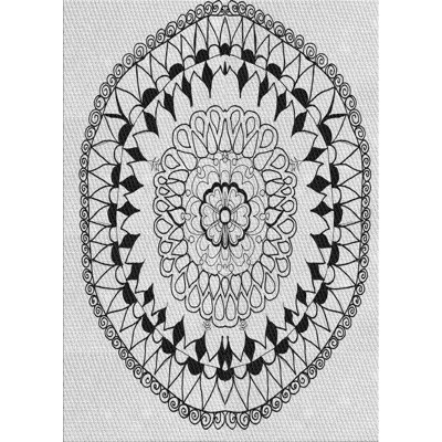 Tapis blanc/noir tissé à la machine