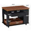 Table basse / table d'appoint moderne 27,6 po avec plateau pliable et roulettes, rangement multi-niveaux, noir et noyer, table-604148478