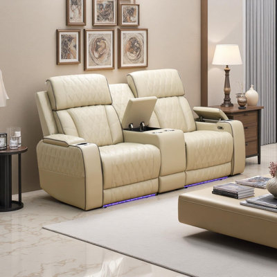 Canapé inclinable en cuir beige