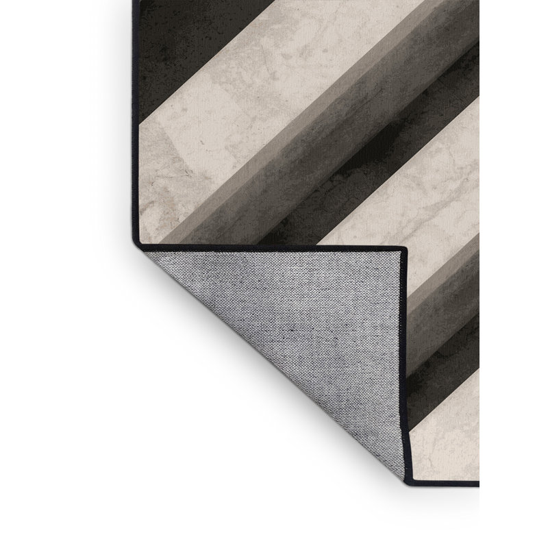 Tapis brique industriel lavable à la machine en noir Arverne, 3 x 5