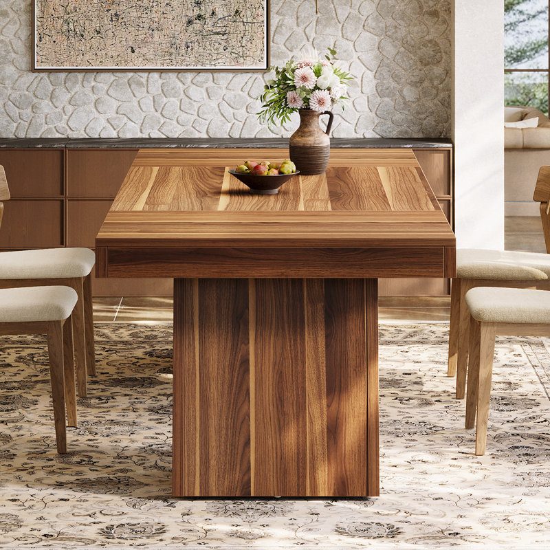 55-Inch Dining Table for 4-6, Rectangular Wood Kitchen Table for Dining Room, Small Spaces, Brown