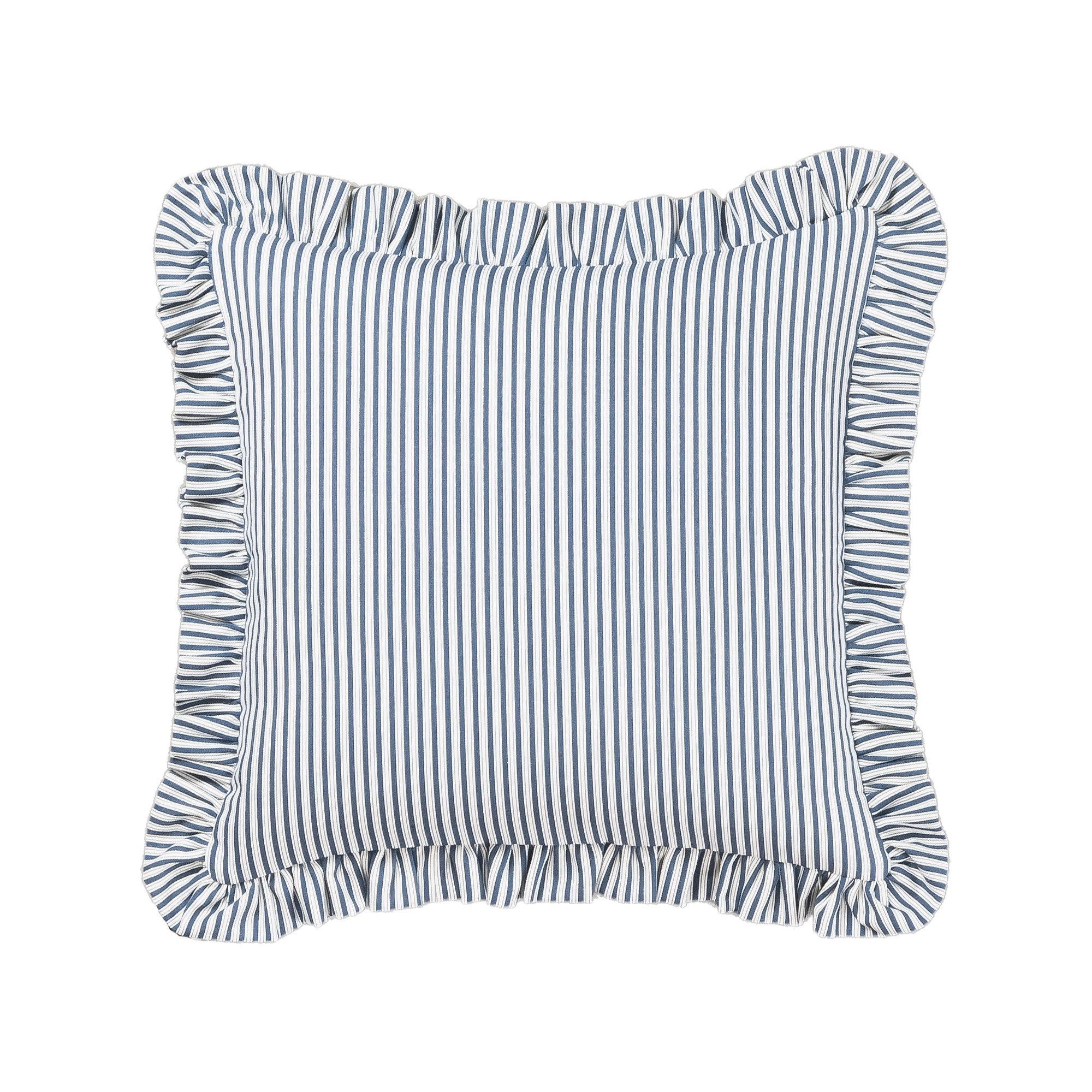 Birch Lane Polo Stripe Ruffled Accent Pillow, Blue, Polyester