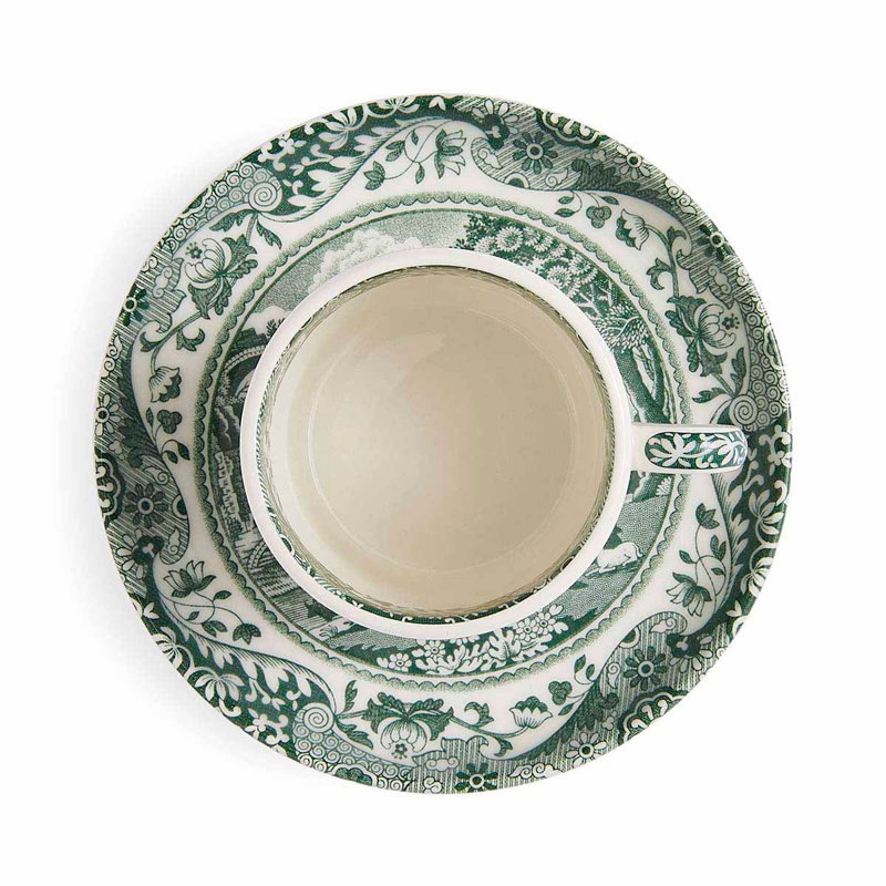 Héritage vert italien 3 oz Ensemble de 4 tasses à espresso et soucoupes