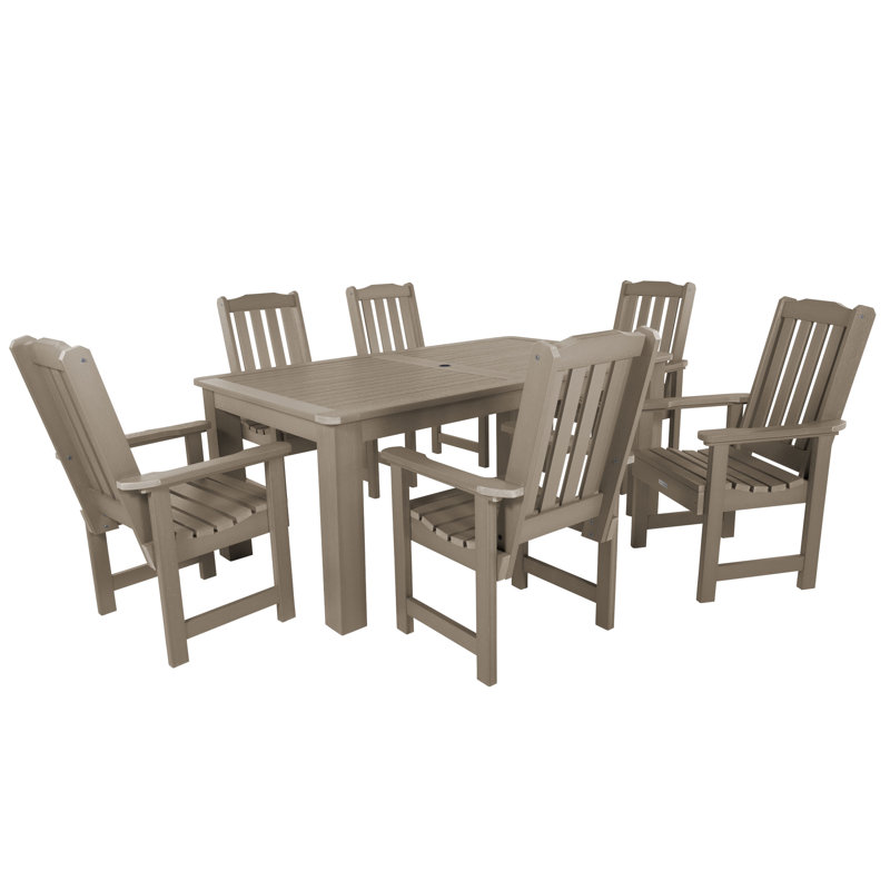Kile 6 - Person Patio Dining Set with Rectangular Table, Woodland Brown, 72" L x 42'' W x 30'' H
