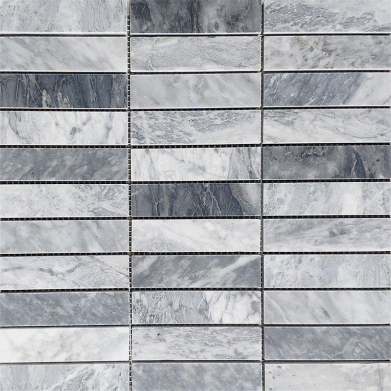 12 in. x 12 in. Grid Marble Tile, Dark Gray